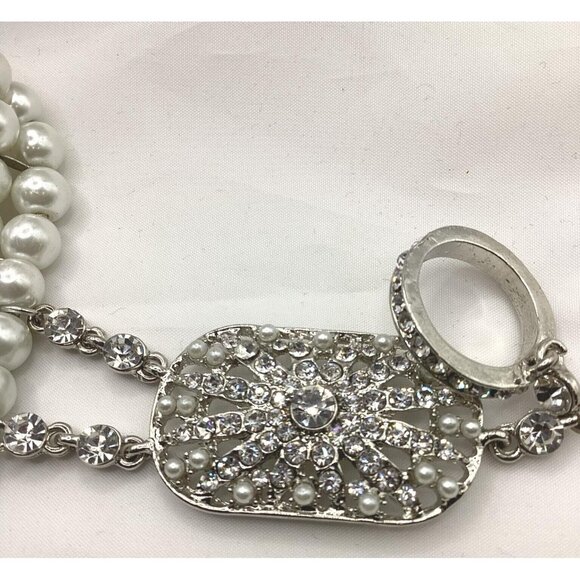 Rhinestone & Faux Pearl Gracie Slave Bracelet - Picture 4 of 5